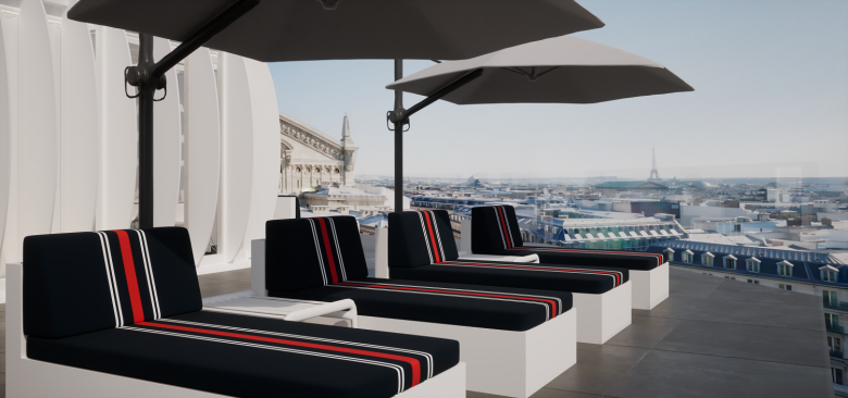 Restaurante sazonal no terraço da Galeries Lafayette Paris