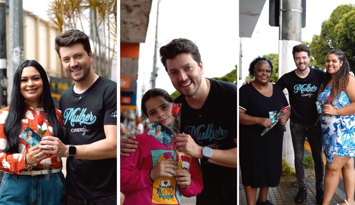 Cantor Evandro Jr. emociona mulheres com entrega de flores Cantor Evandro Jr. emociona mulheres com entrega de flores