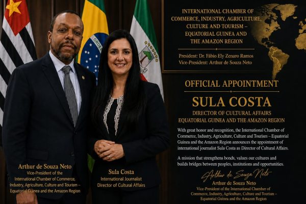 Sula Costa é a nova diretora Cultural da Câmara Internacional de Comércio, Indústria, Agricultura, Cultura e Turismo – Guiné Equatorial e Região Amazônica